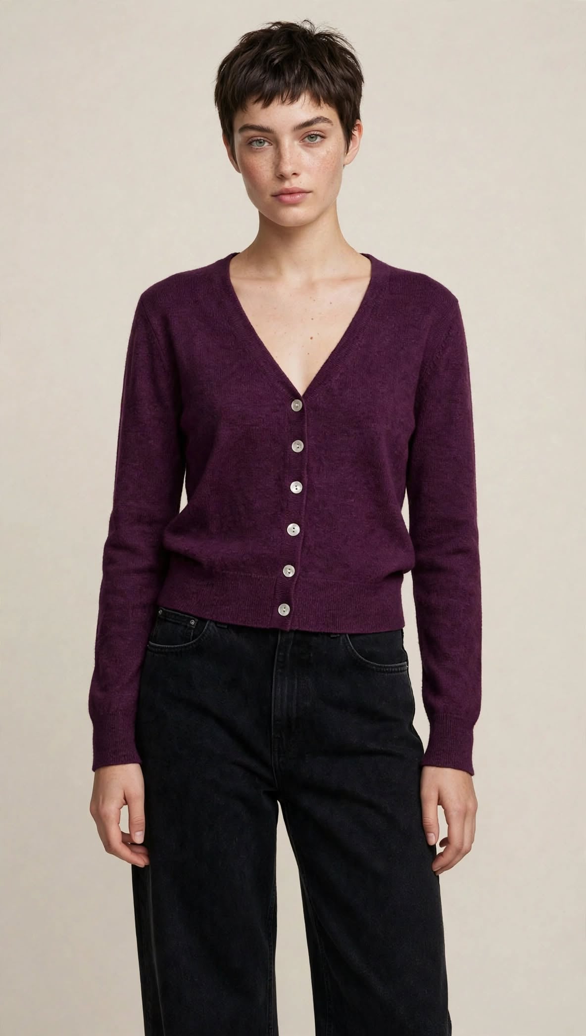 Cardigan Classique Col V en Maille