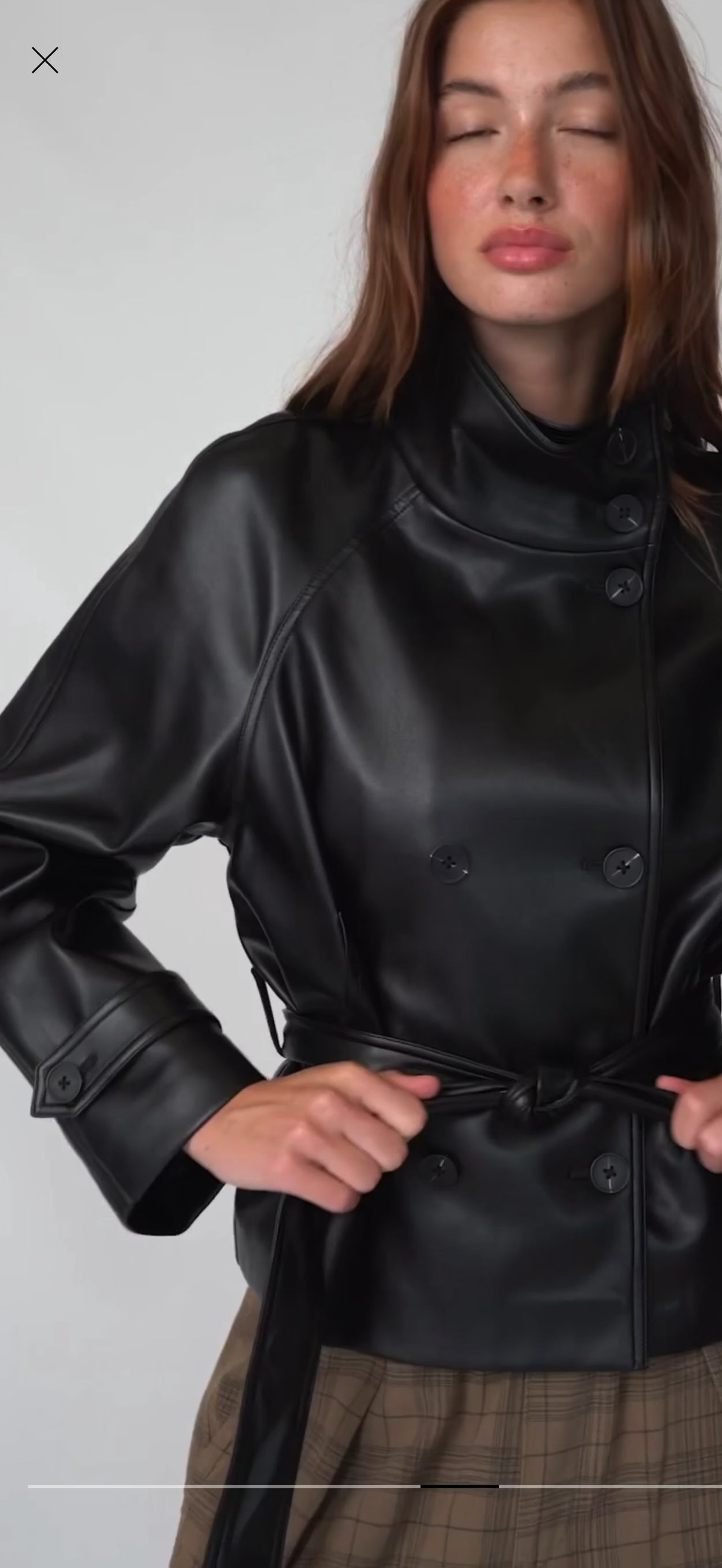 TRENSH COL MANTANT SIMILICUIR - NOIR