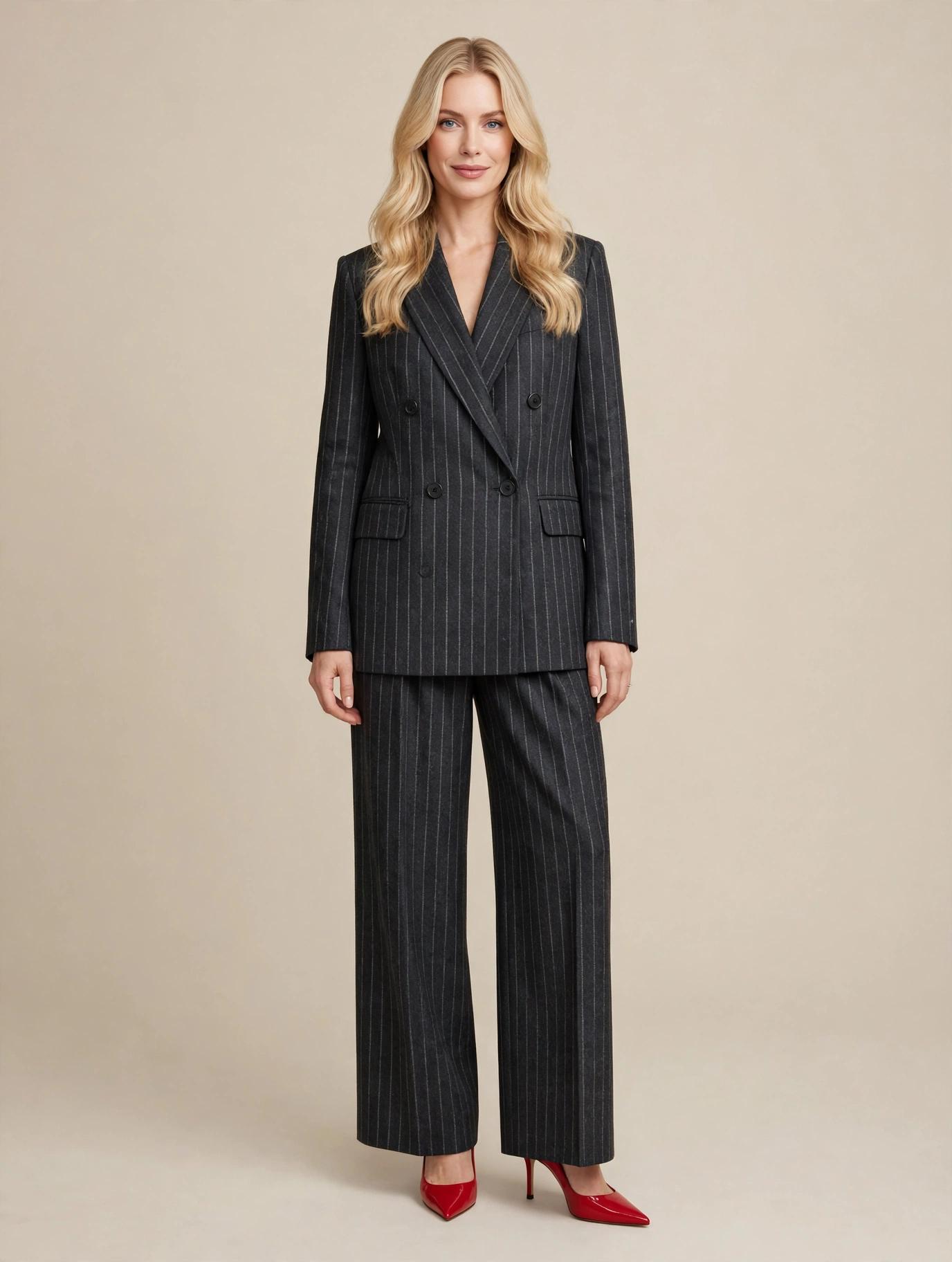 Ensemble Tailleur Gris à Rayures