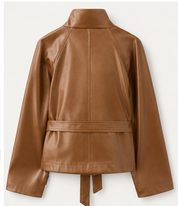TRENSH COL MANTANT SIMILICUIR - camel