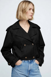 Trench Style Cropped Noir