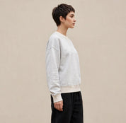 Sweat-shirt col rond gris clair chiné
