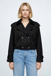 Trench Style Cropped Noir