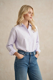 Chemise à Rayures Mauve Clair