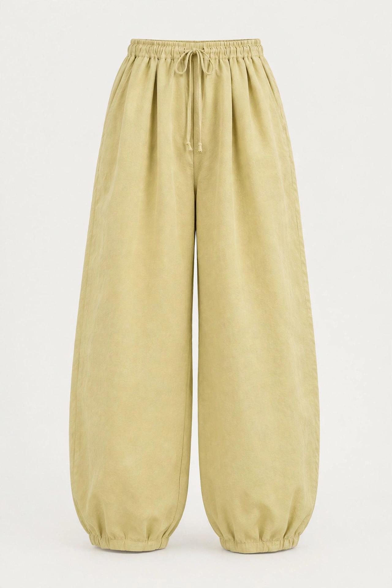 Pantalon large en lin mélangé