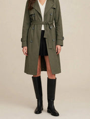 Trench-coat Long Kaki Élégant