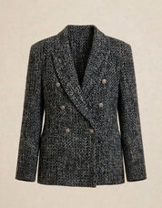 Blazer croisé en tweed noir et blanc