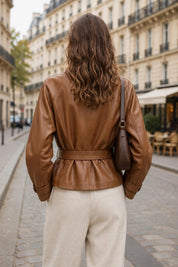 TRENSH COL MANTANT SIMILICUIR - camel