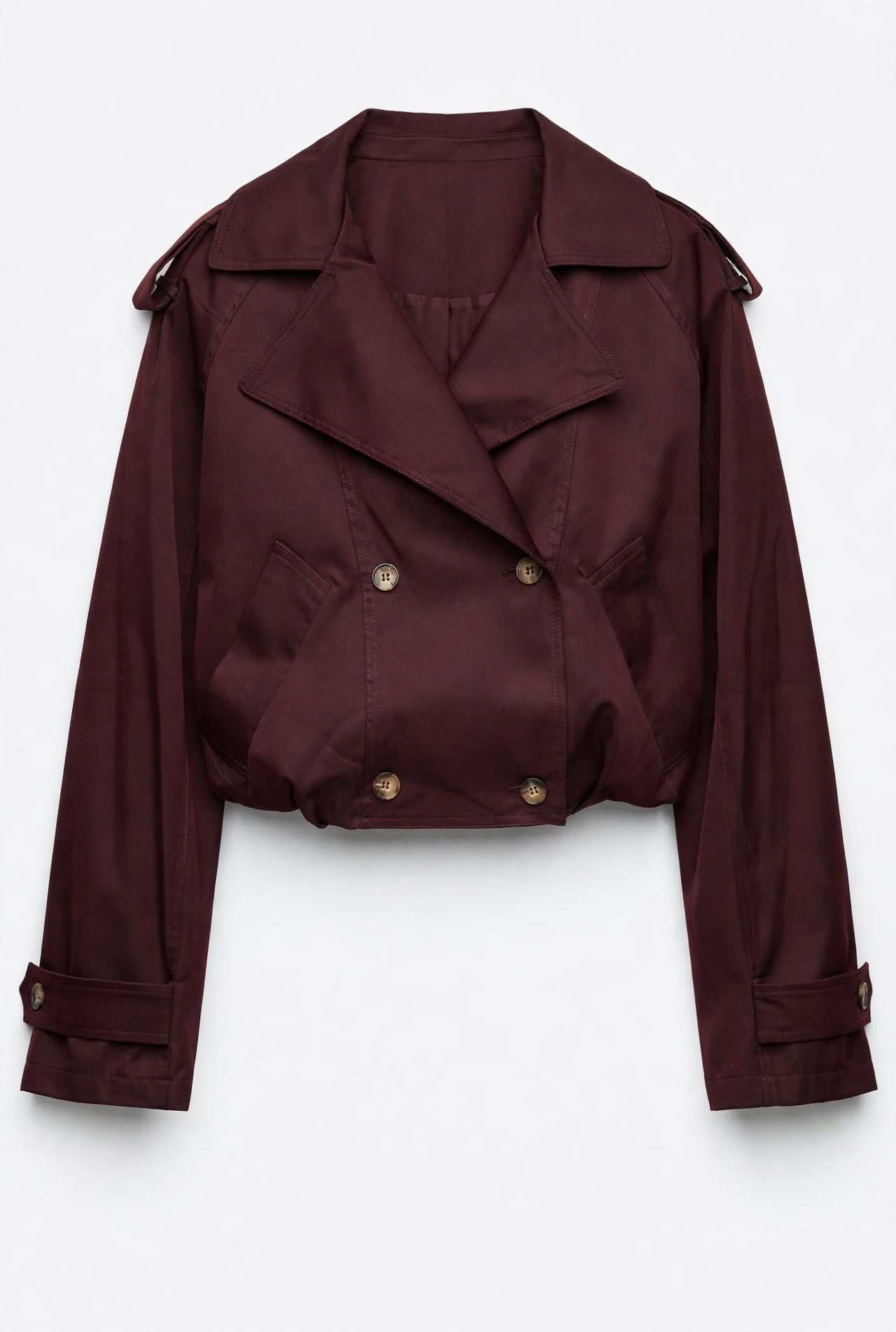 Trench Style Cropped Bordeaux