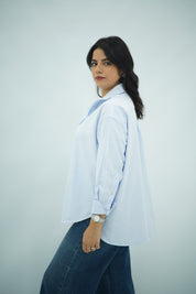 Chemise Oversize Bleu Ciel – Style Chic et Décontracté