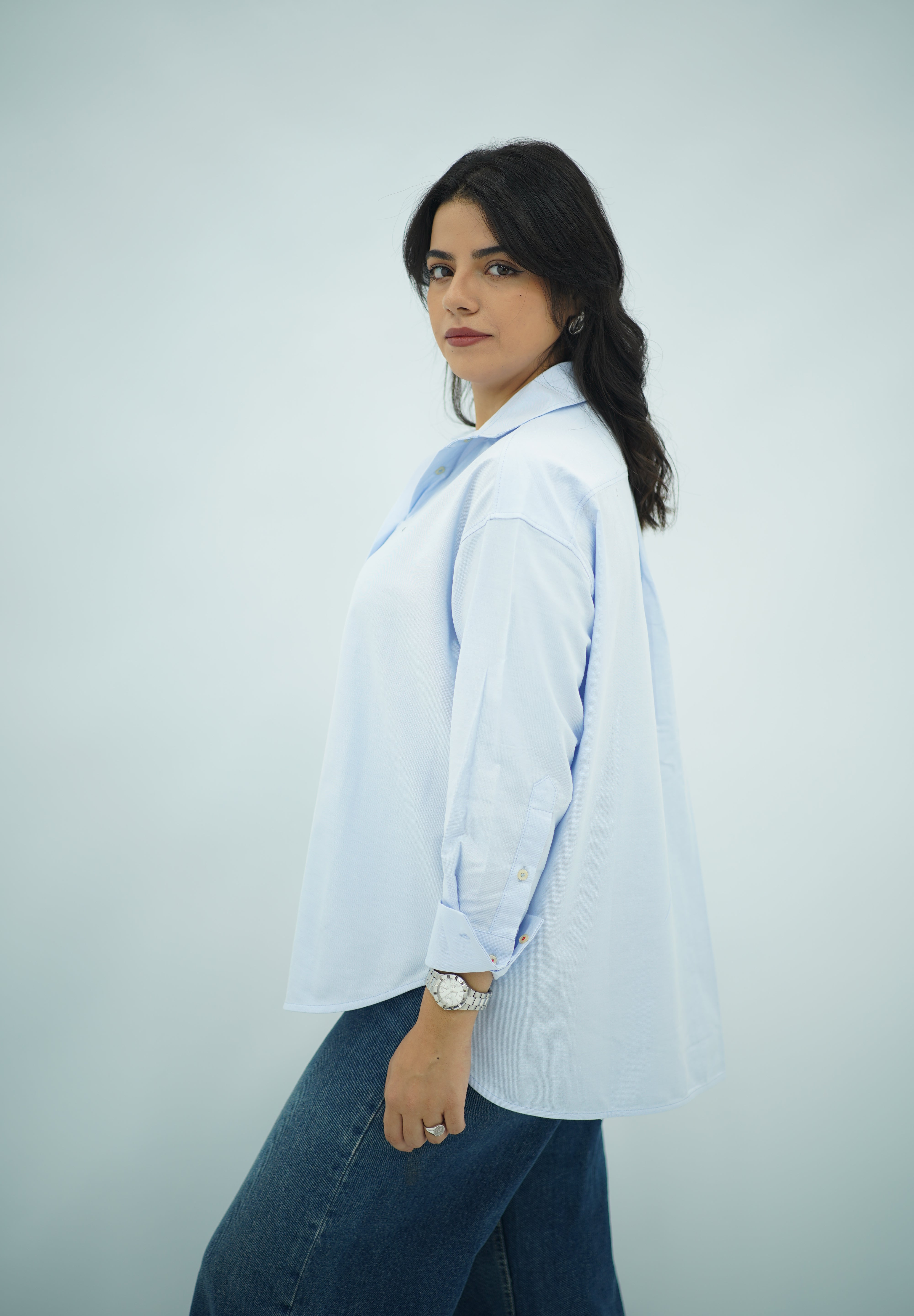 Chemise Oversize Bleu Ciel – Style Chic et Décontracté