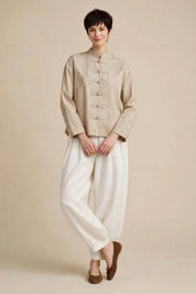 Chemise à Rayures Beige