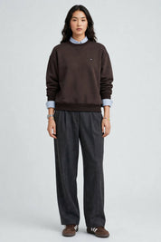 Sweat-shirt Col Rond Marron