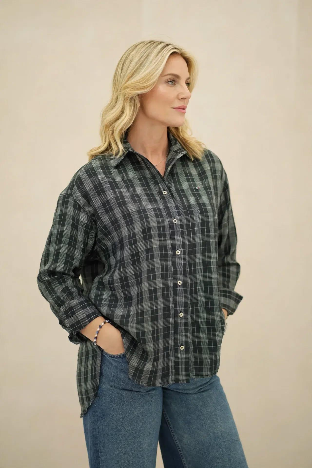 Chemise  à Carreaux Gris et Noir