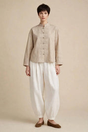 Chemise à Rayures Beige