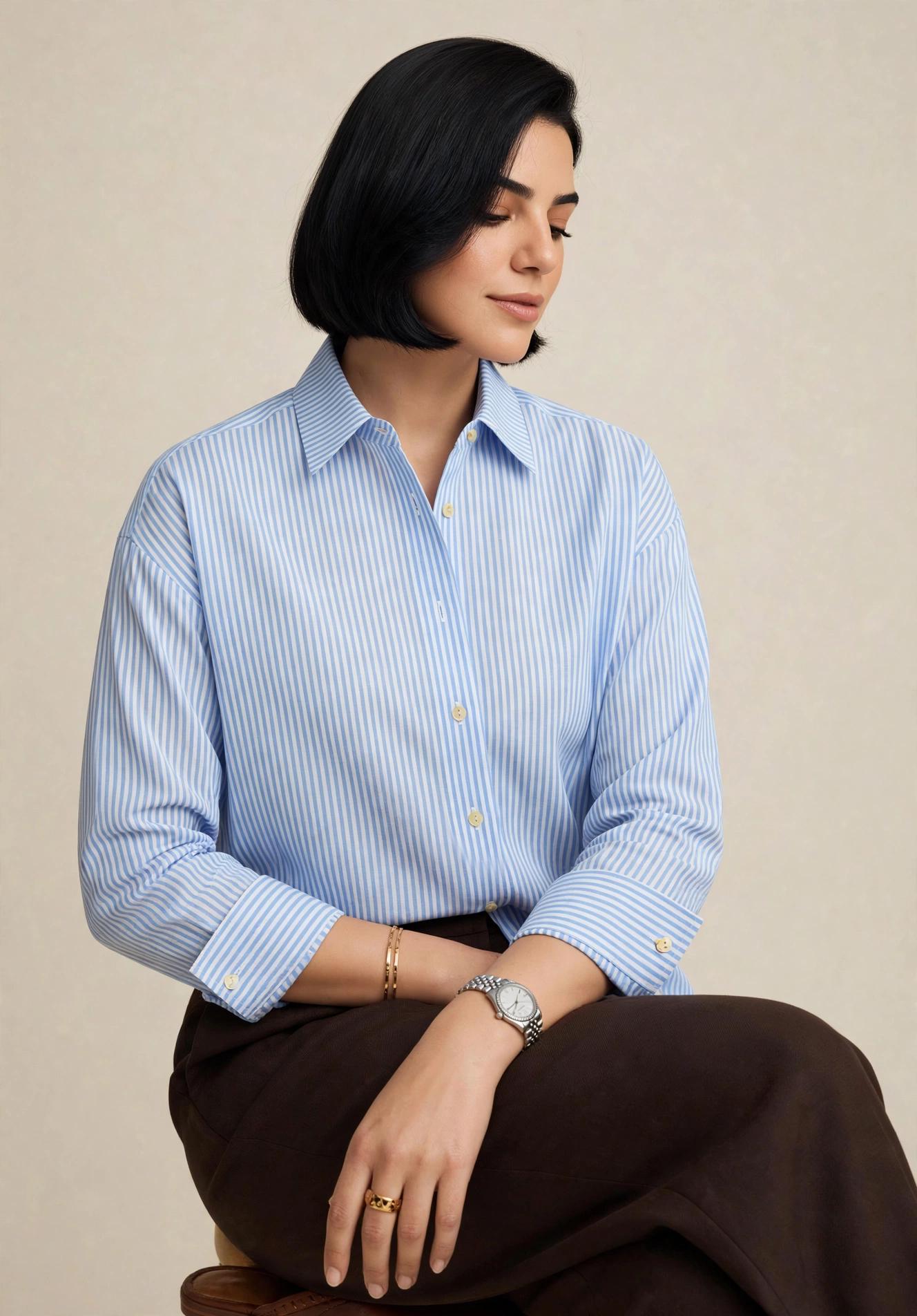 Chemise Bleue et Blanche à Rayures