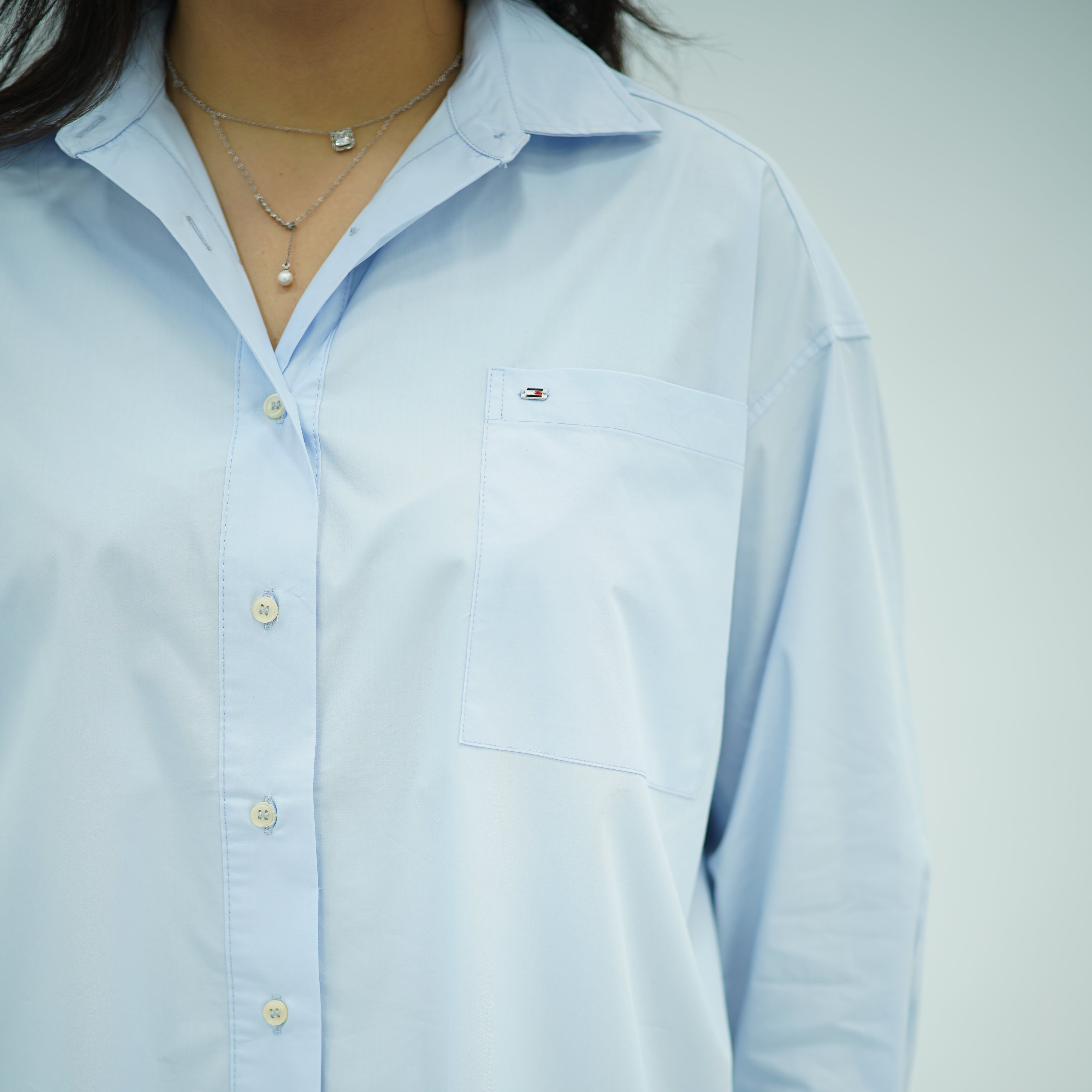 Chemise minimaliste oversize - bleu ciel