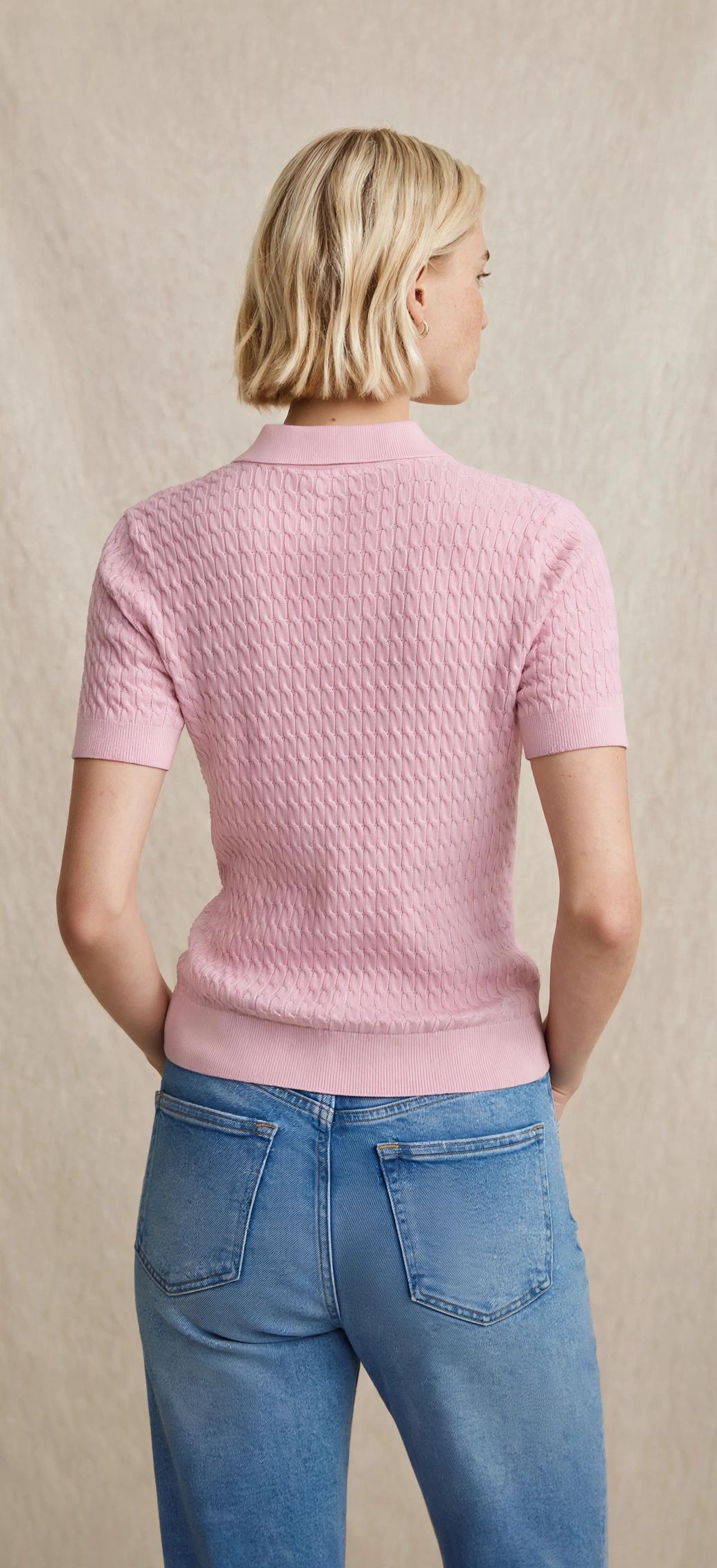 Polo en maille ajourée à manches courtes