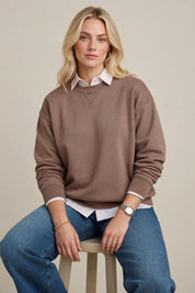 Sweat-shirt Col Rond Taupe Mocha