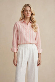 Chemise  à Rayures Rose Poudré et Blanc