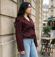 Trench Style Cropped Bordeaux