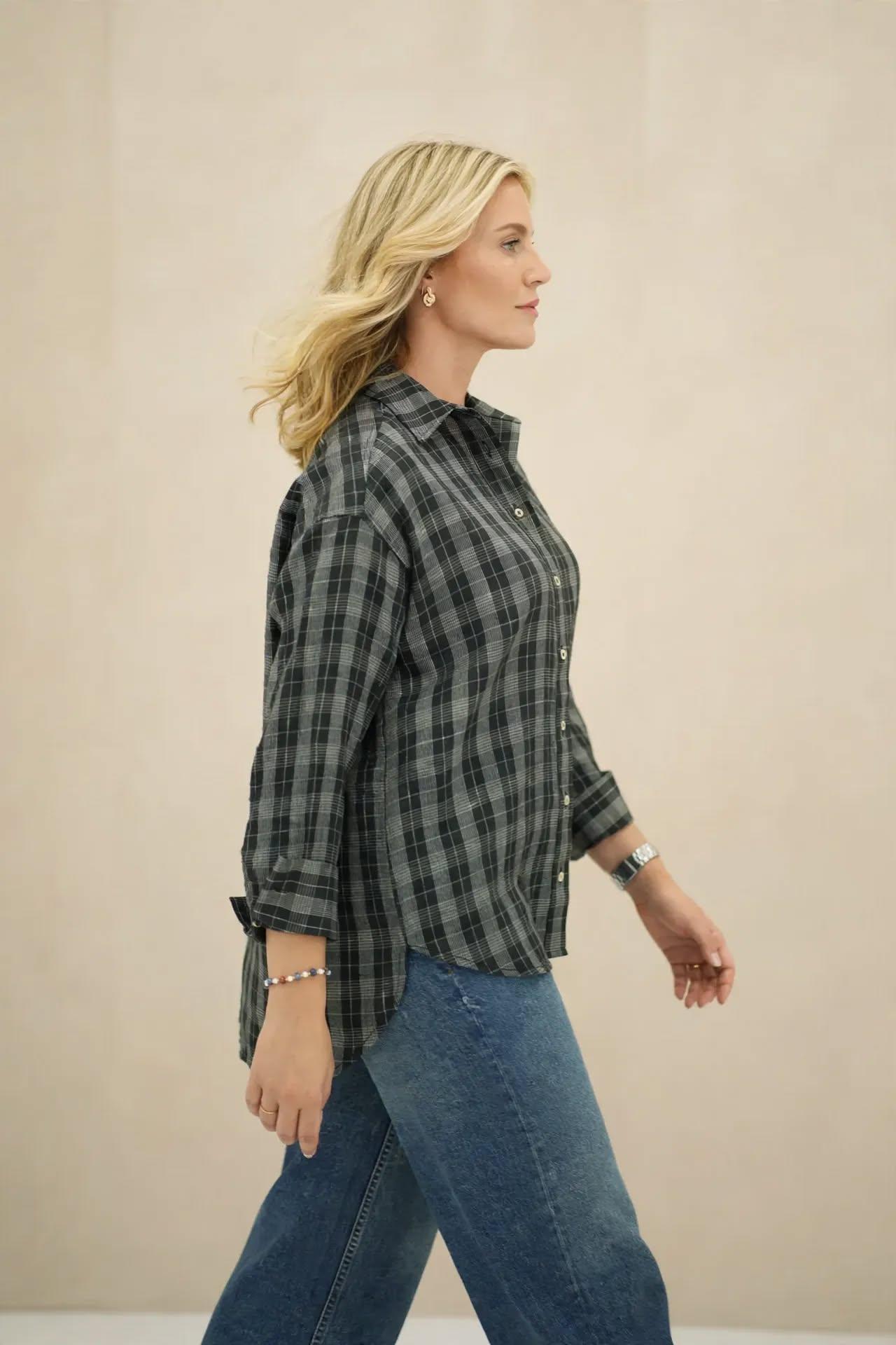 Chemise  à Carreaux Gris et Noir