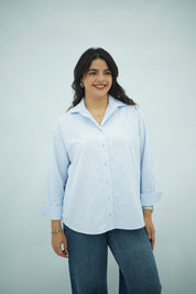 Chemise Oversize Bleu Ciel – Style Chic et Décontracté