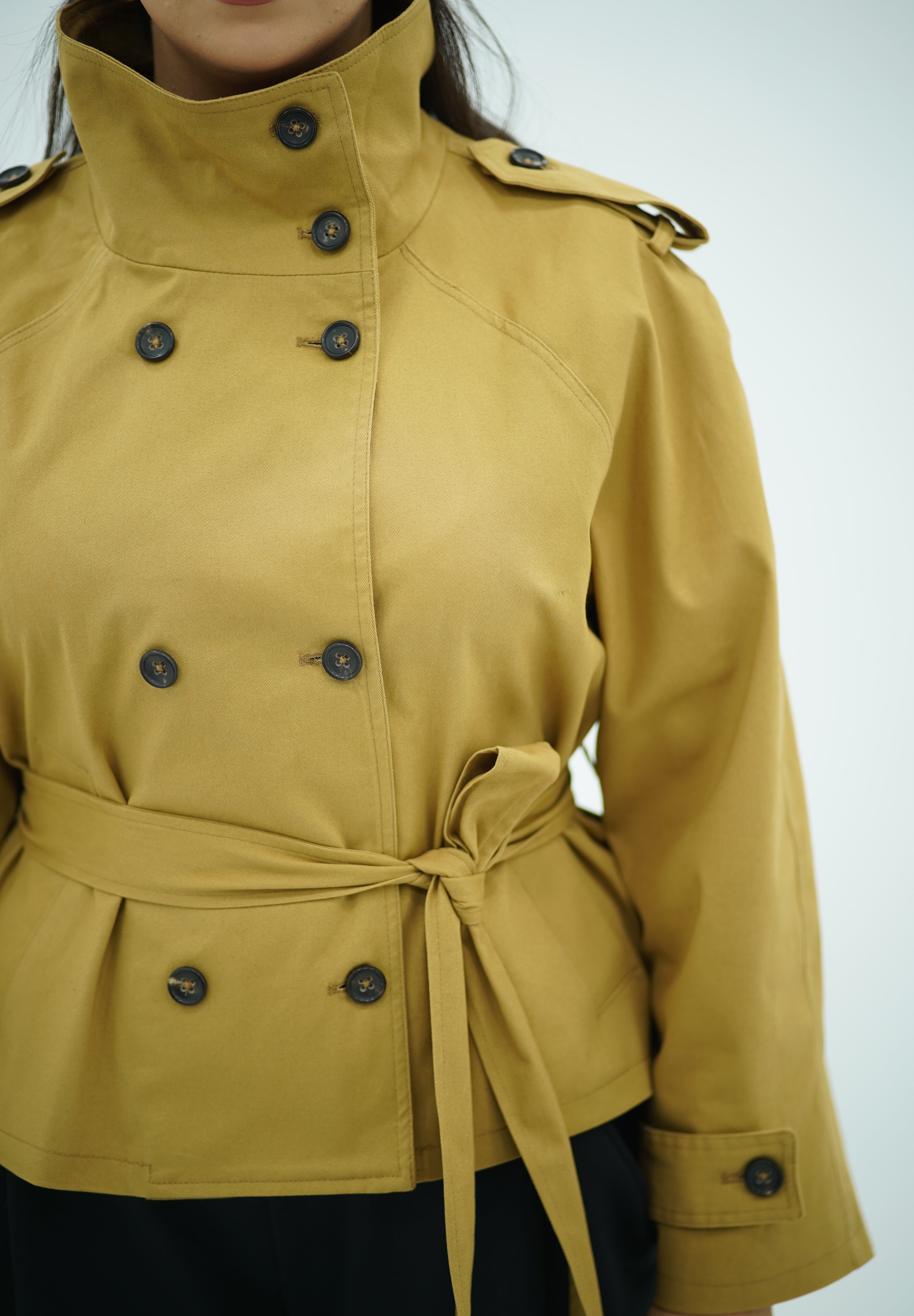 Trench Jaune Moutarde à col montant