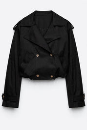 Trench Style Cropped Noir