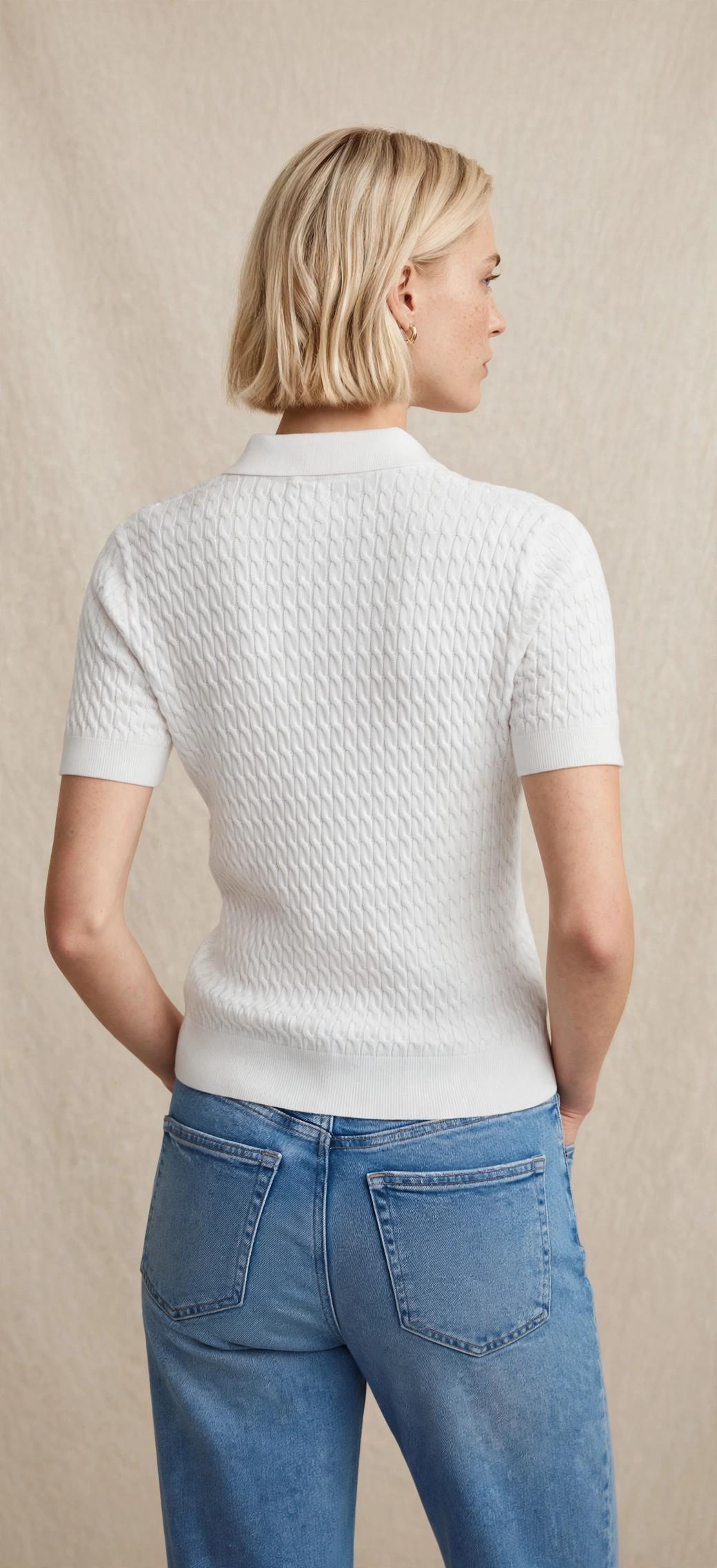 Polo en maille ajourée à manches courtes
