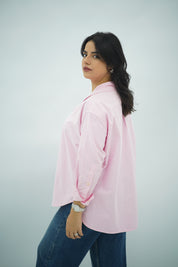 Chemise Rose Pastel à Manches Longues