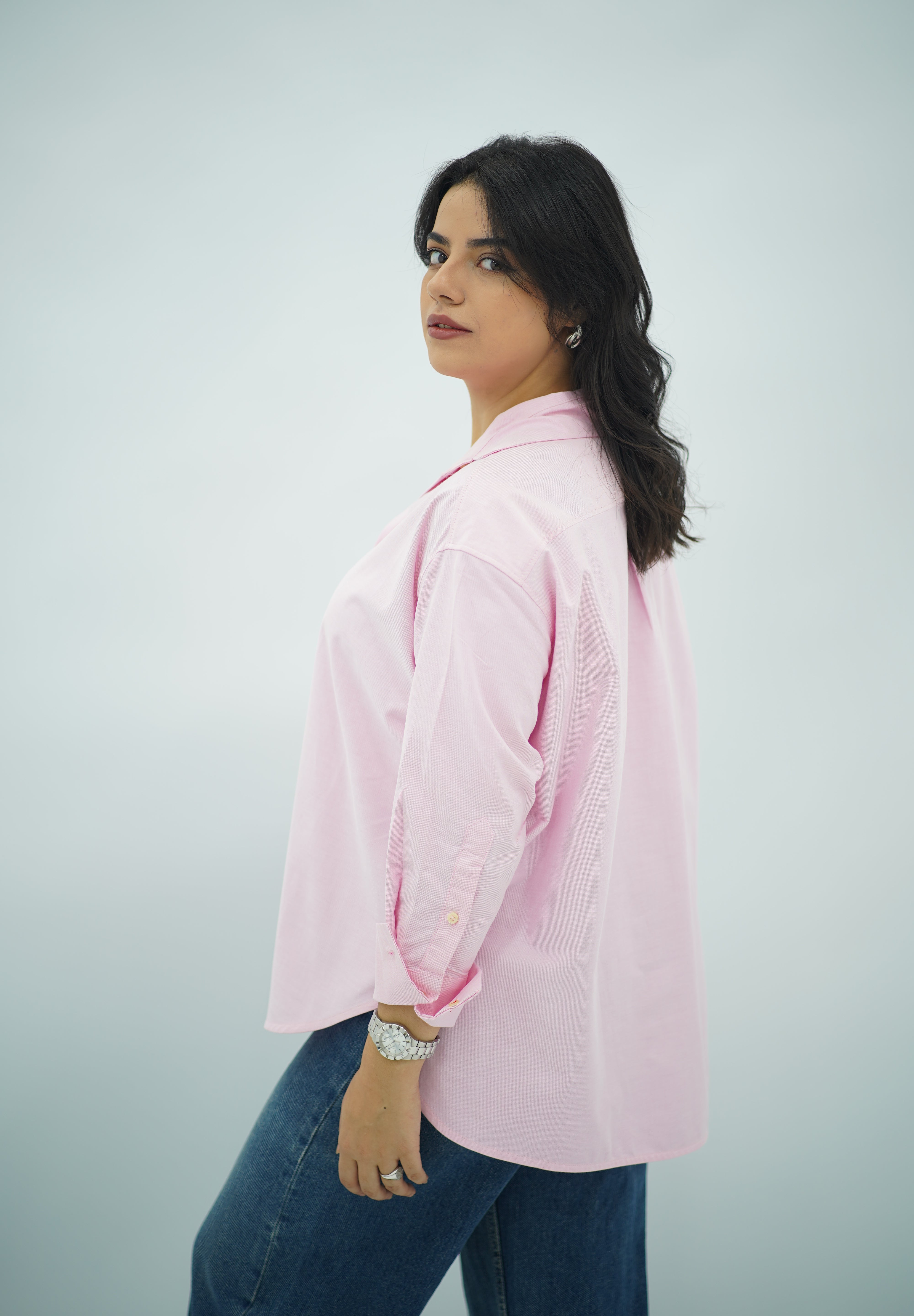 Chemise Rose Pastel à Manches Longues