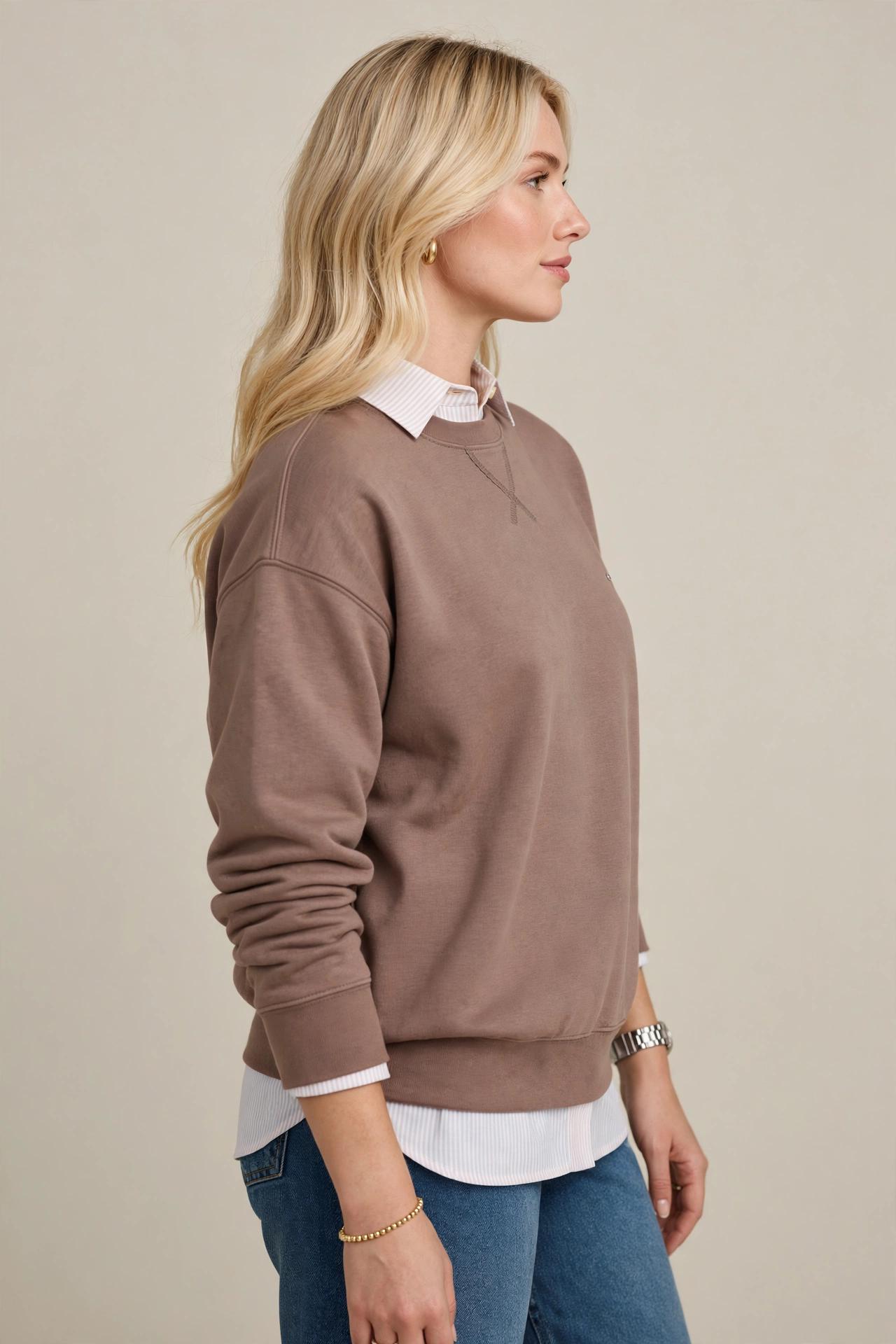 Sweat-shirt Col Rond Taupe Mocha