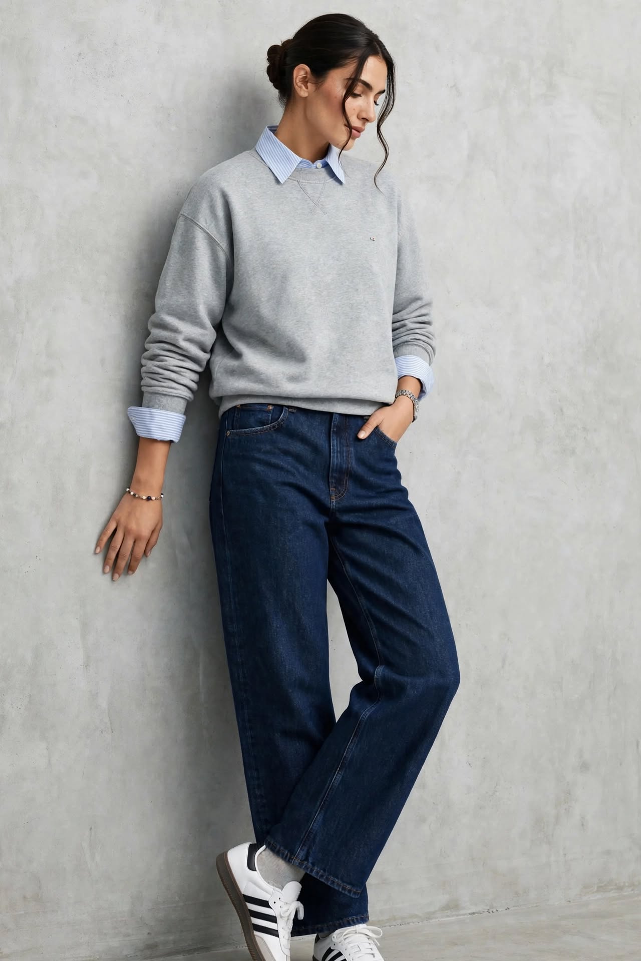 Sweat-shirt Col Rond Gris