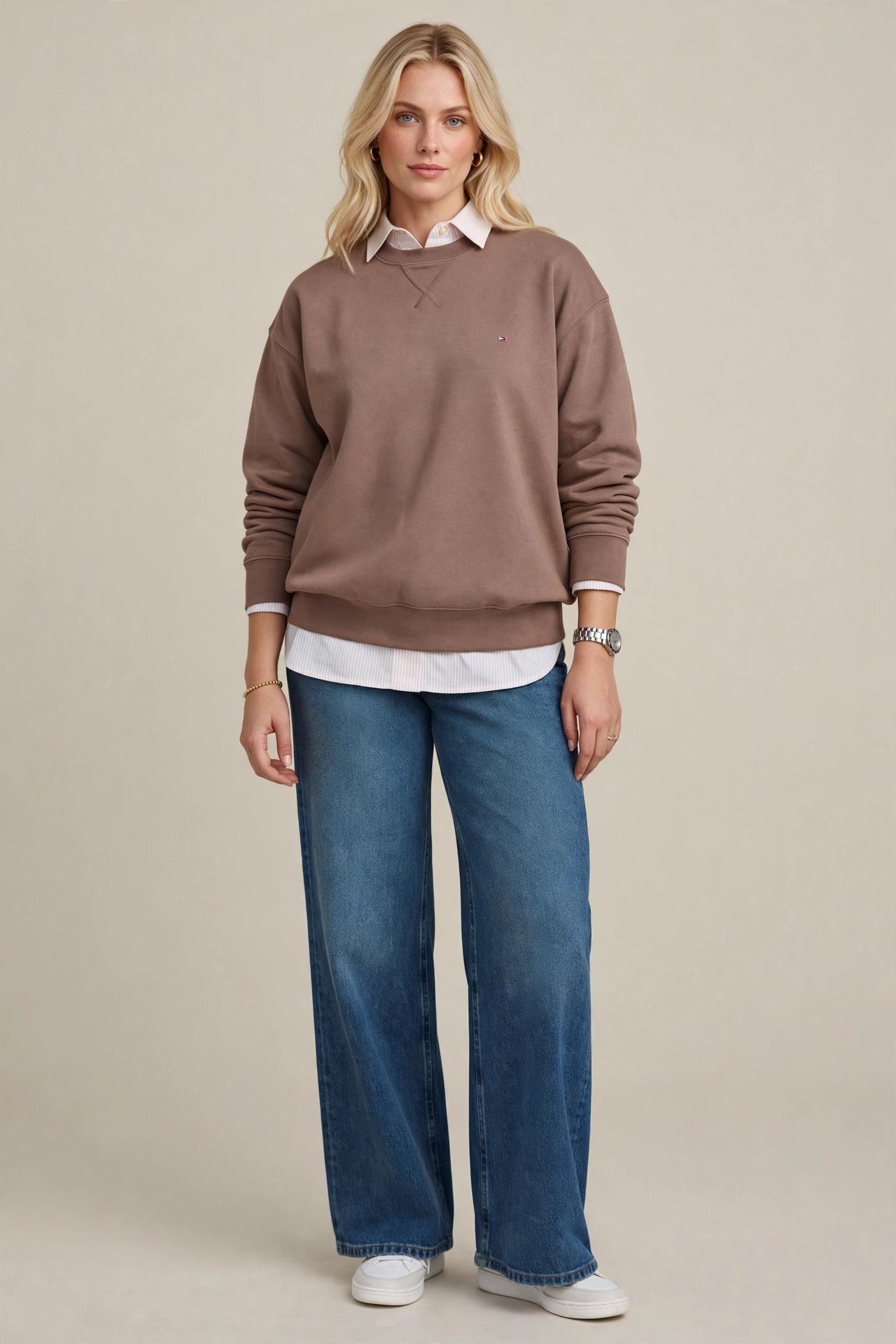 Sweat-shirt Col Rond Taupe Mocha