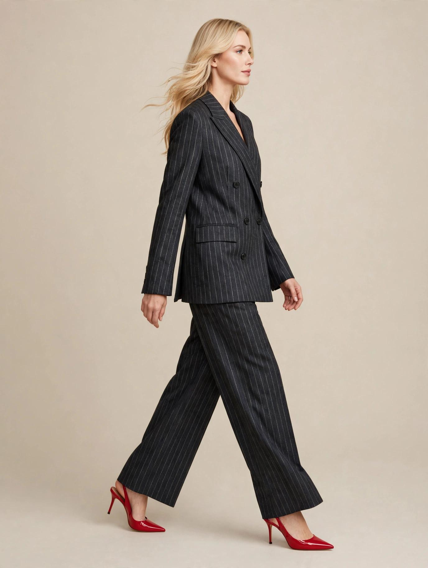 Ensemble Tailleur Gris à Rayures