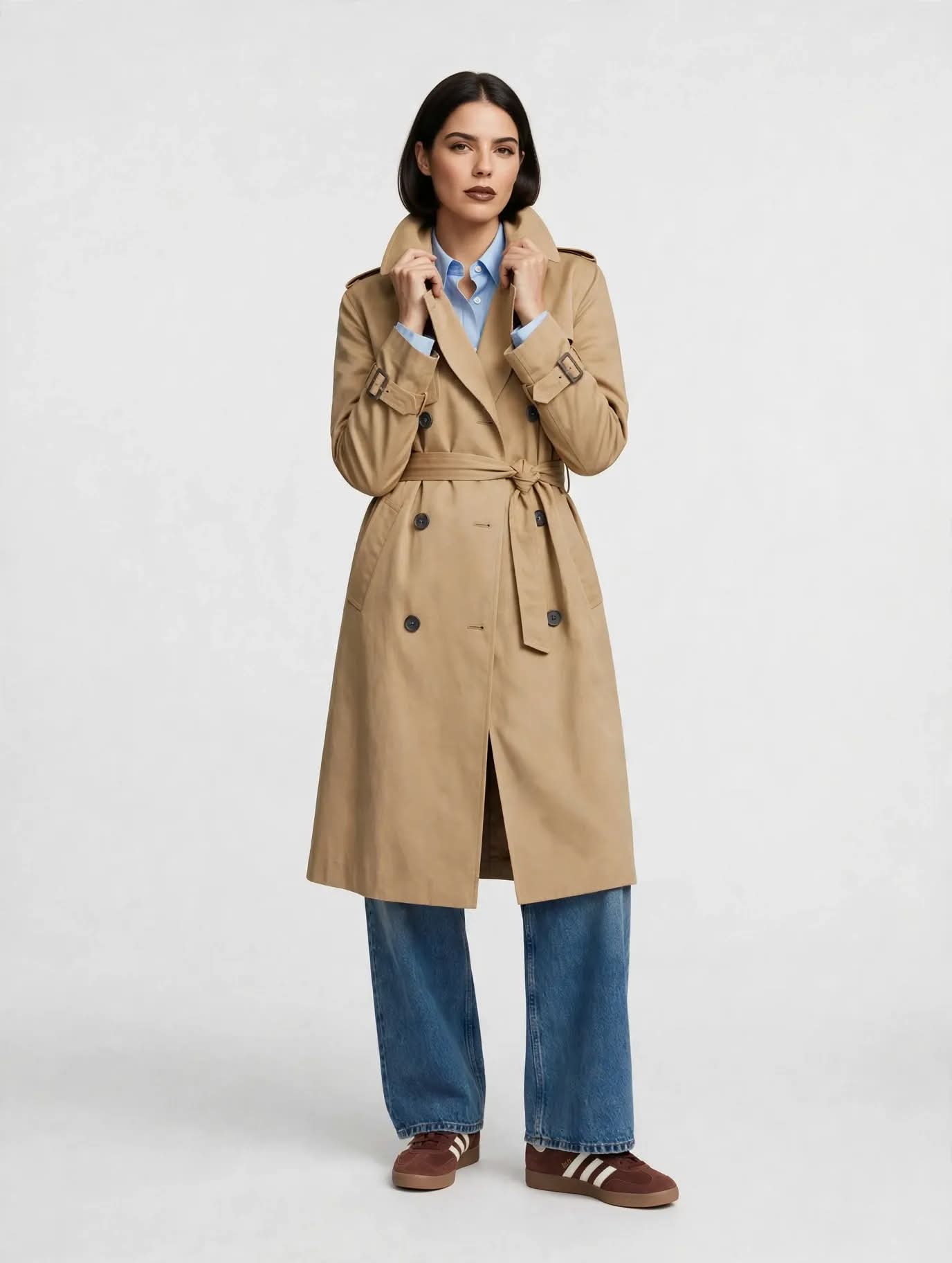 Trench-coat Long Camel Élégant