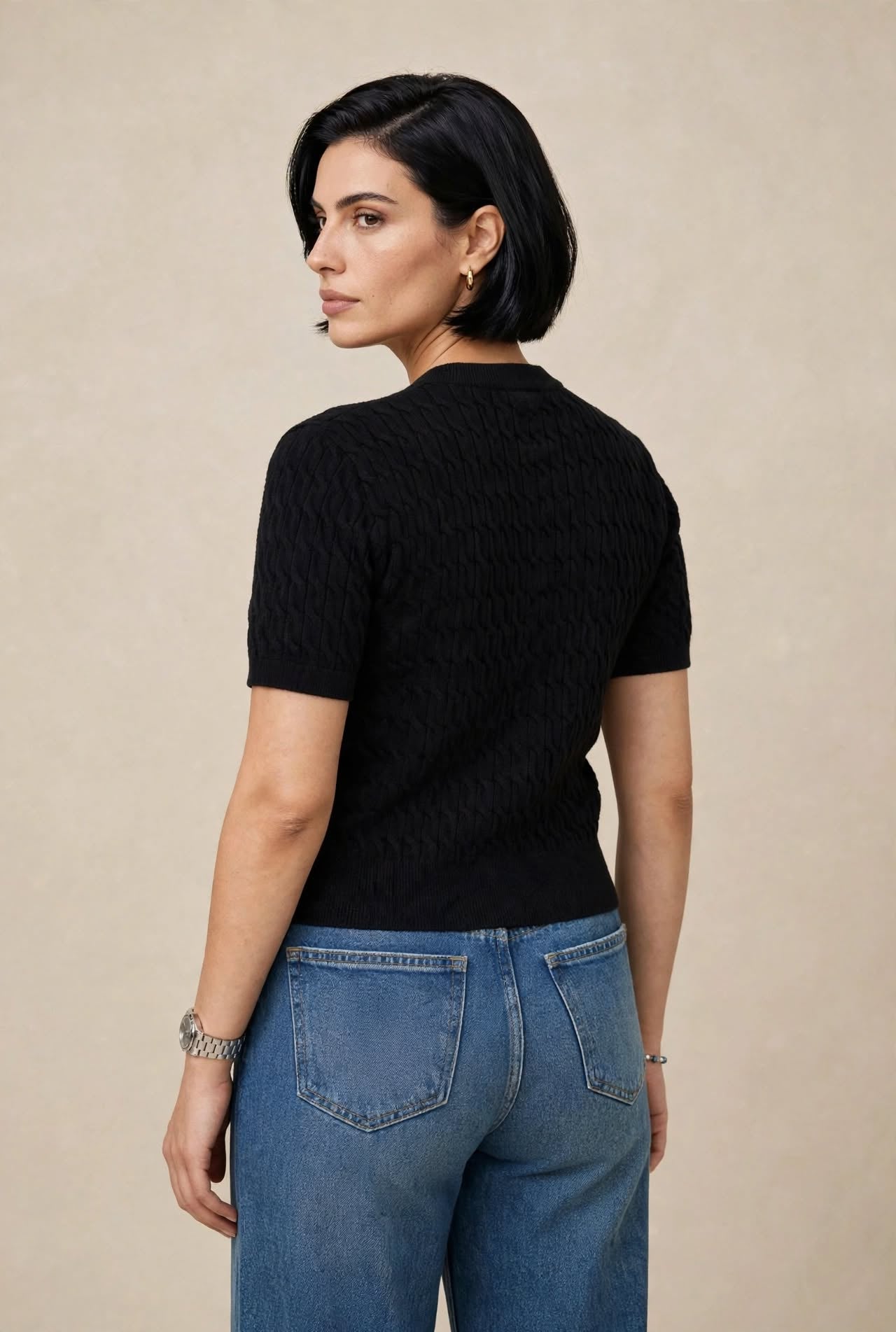 Cardigan court en maille fine à boutons