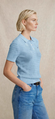 Polo en maille ajourée à manches courtes