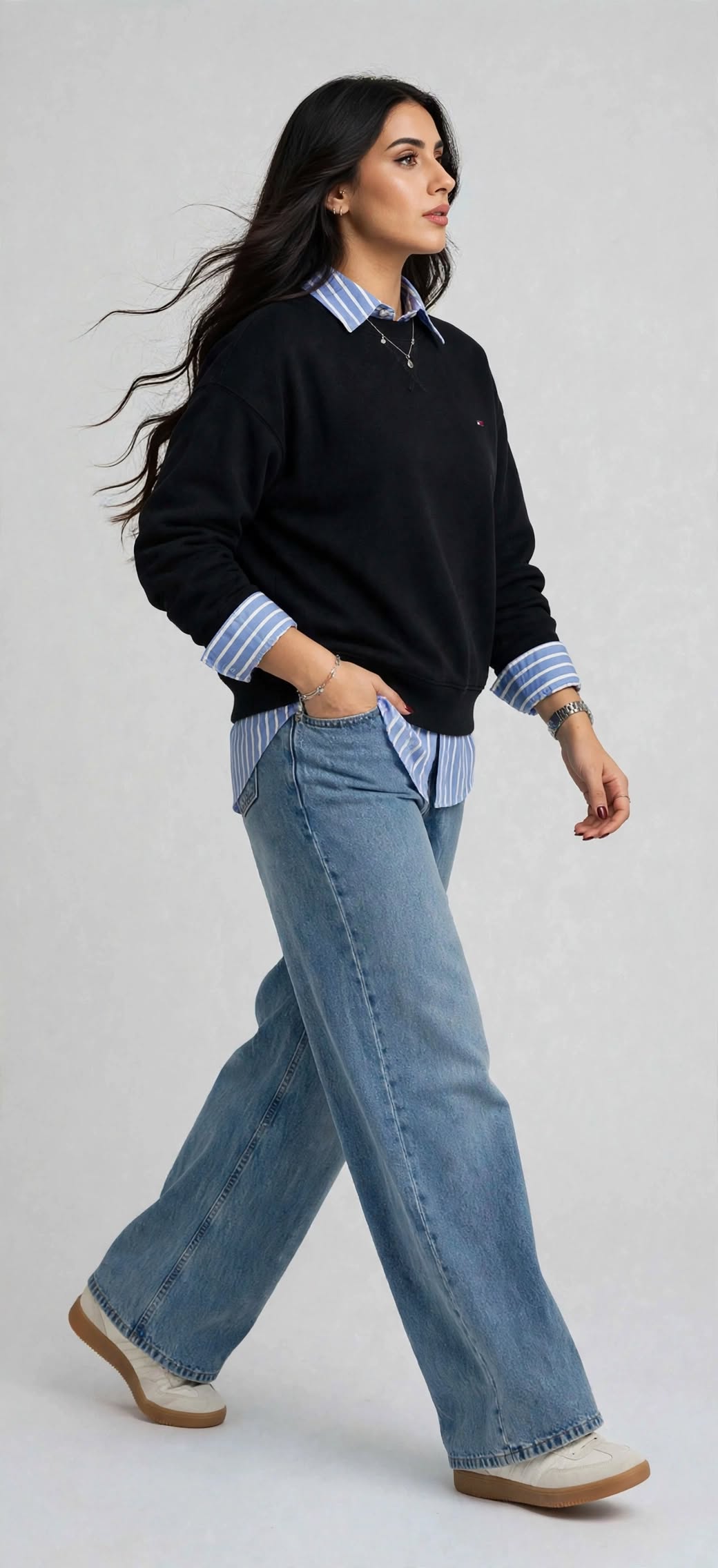 Sweat-shirt Col Rond Noir