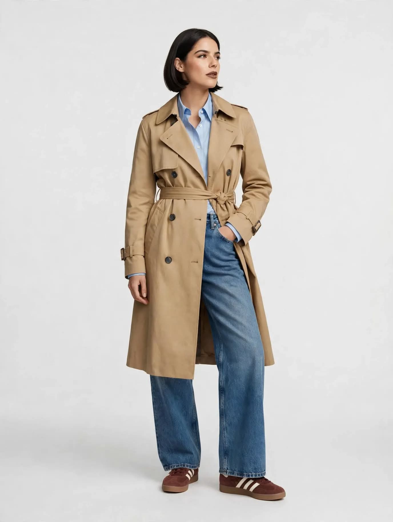 Trench-coat Long Camel Élégant