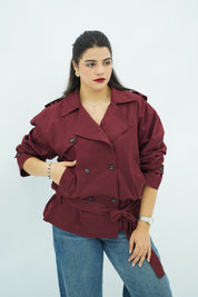 Trench coat court bordeau