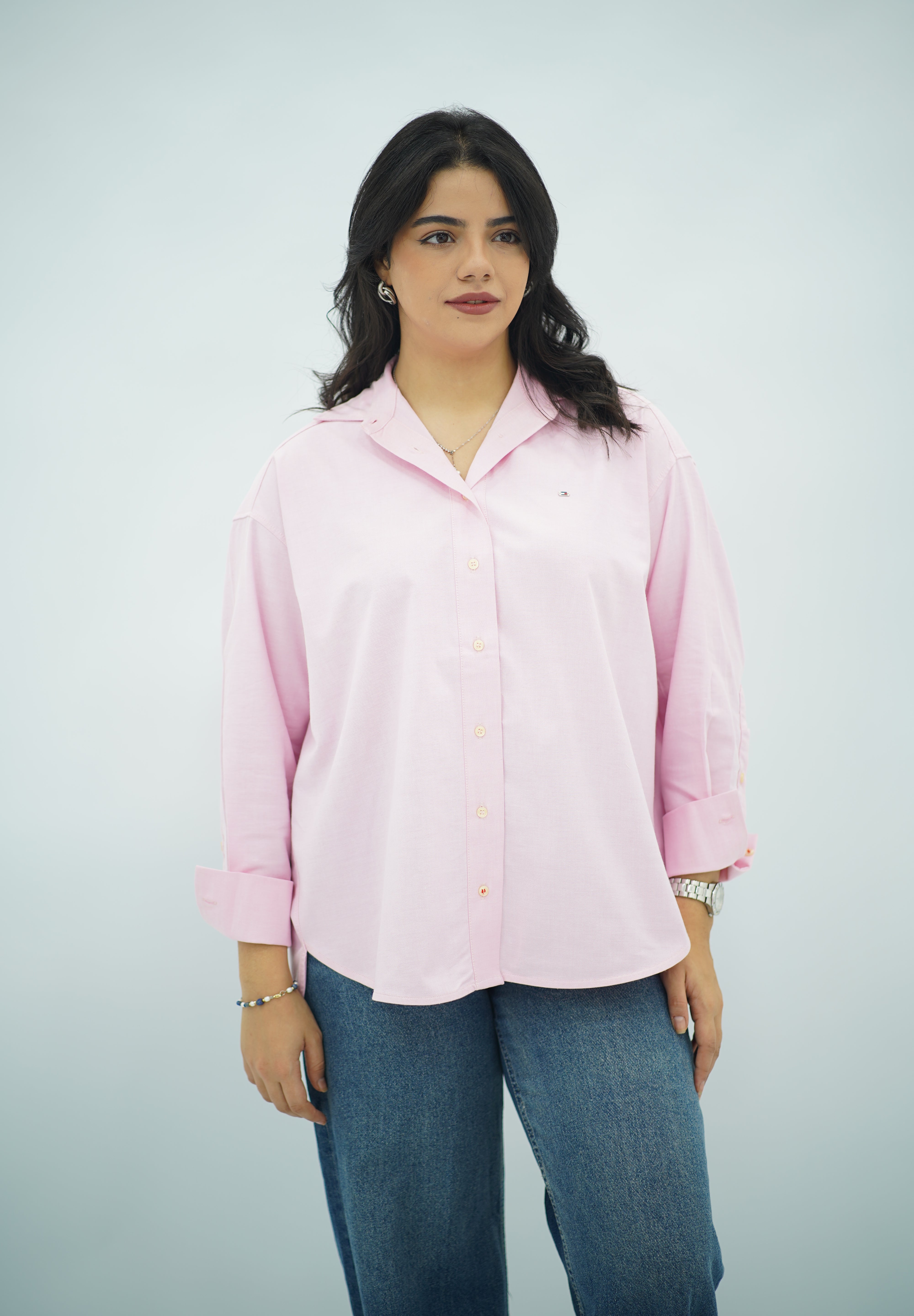 Chemise Rose Pastel à Manches Longues