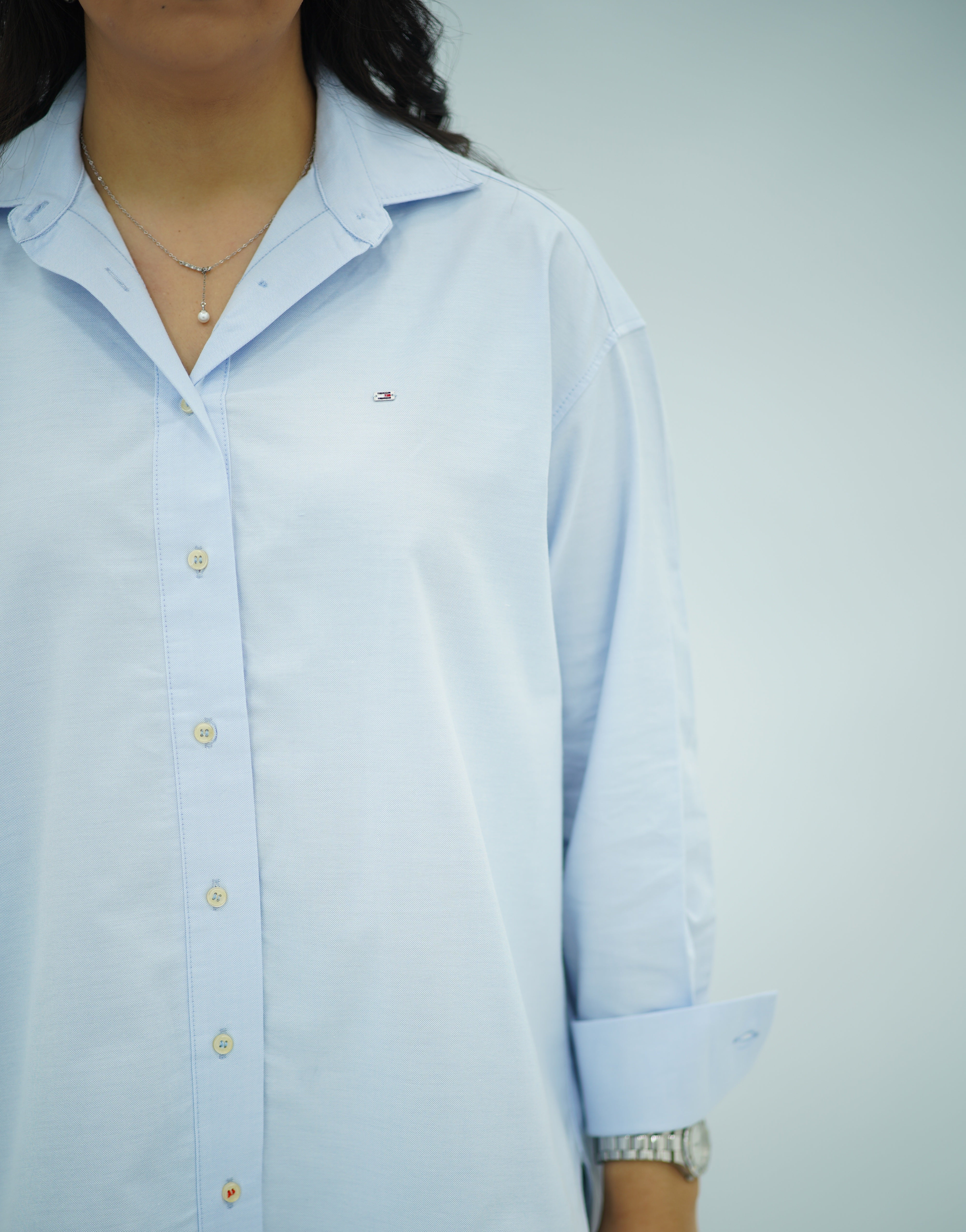 Chemise Oversize Bleu Ciel – Style Chic et Décontracté