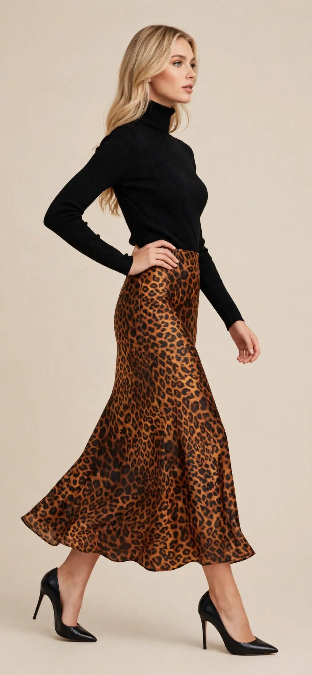 Jupe midi imprimé animalier