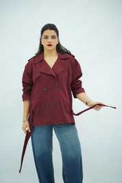 Trench coat court bordeau