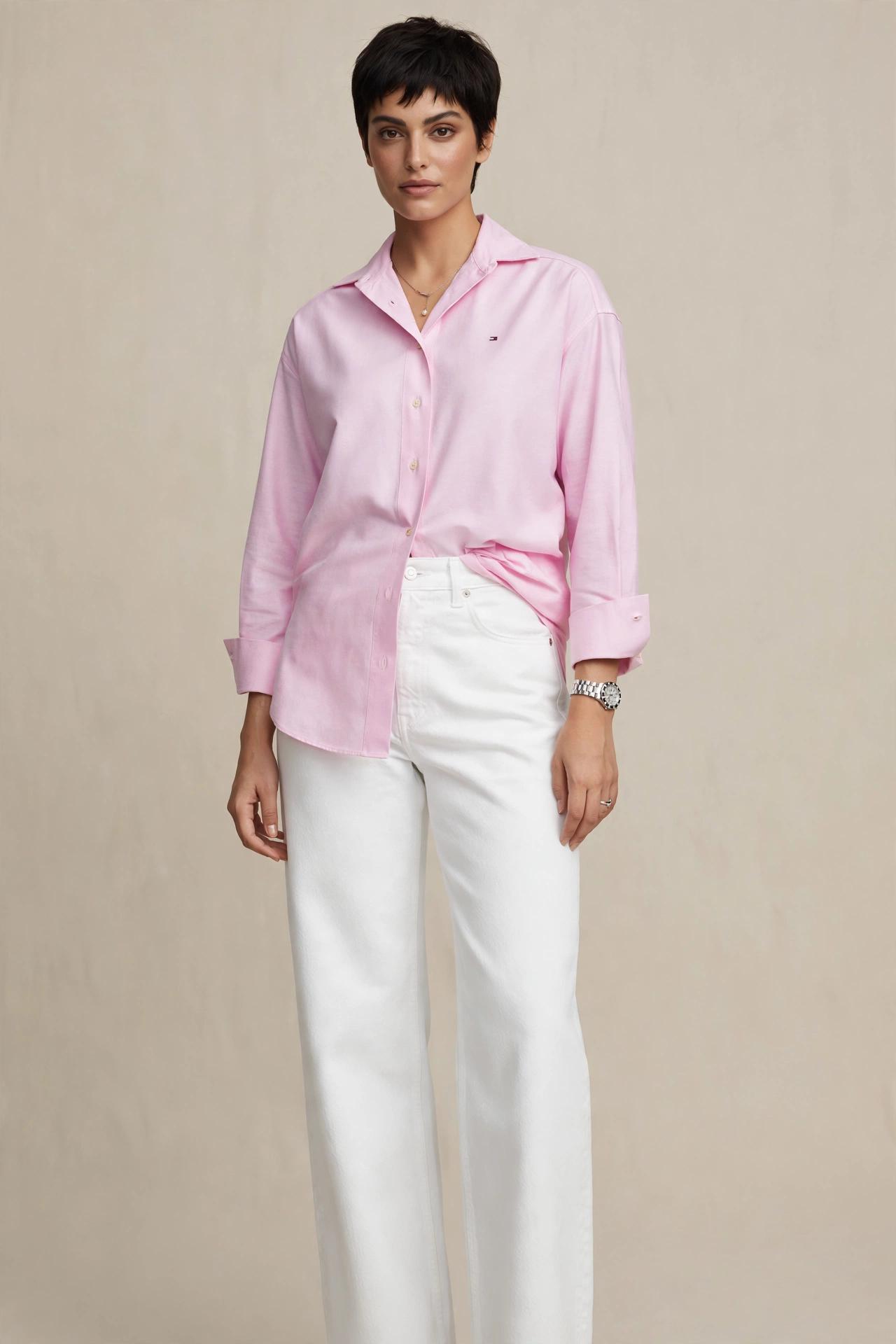 Chemise Rose Pastel à Manches Longues