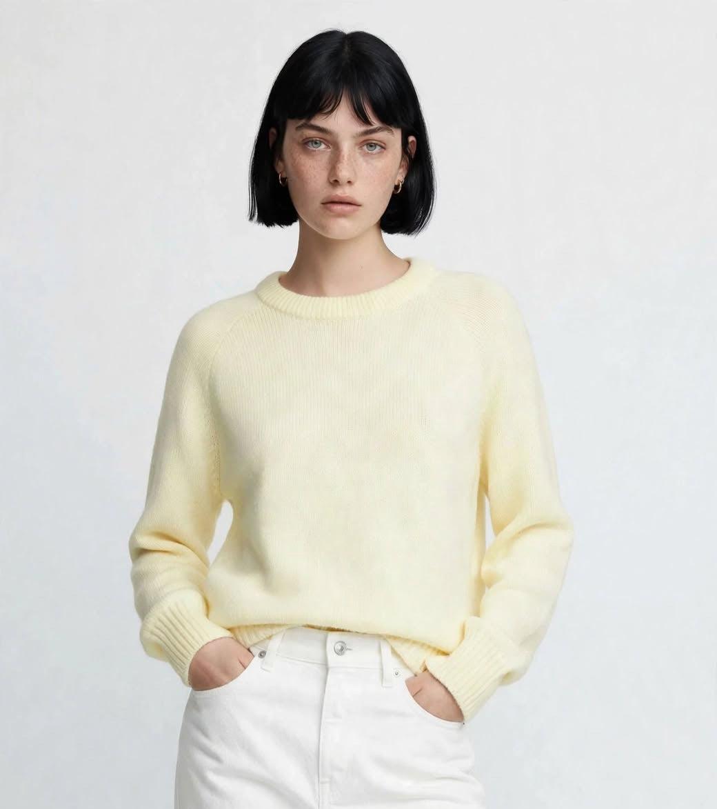 Pull en maille jaune pastel