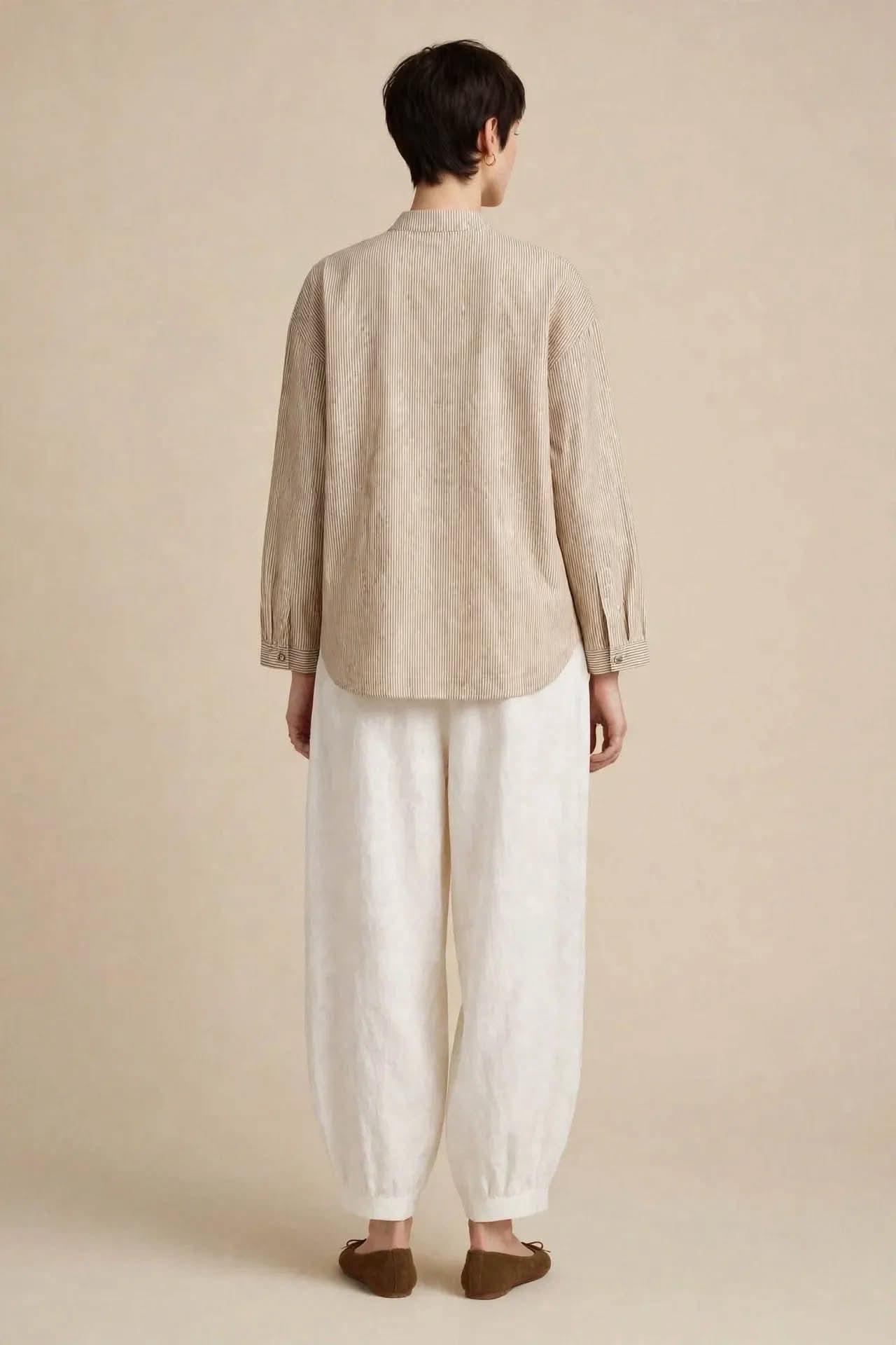 Chemise à Rayures Beige