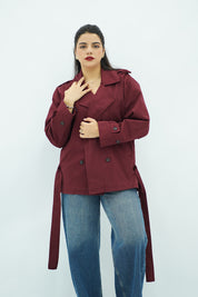 Trench coat court bordeau